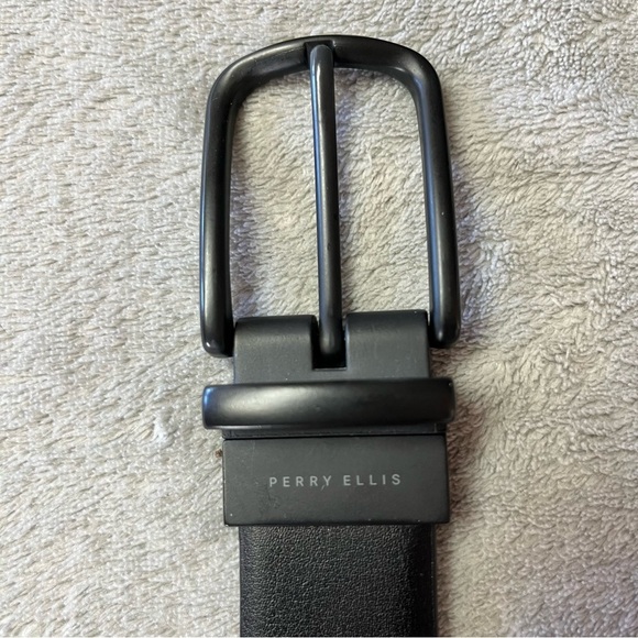 Perry Ellis Black & Brown Reversible Bonded Leather Unisex Belt - Picture 4 of 11